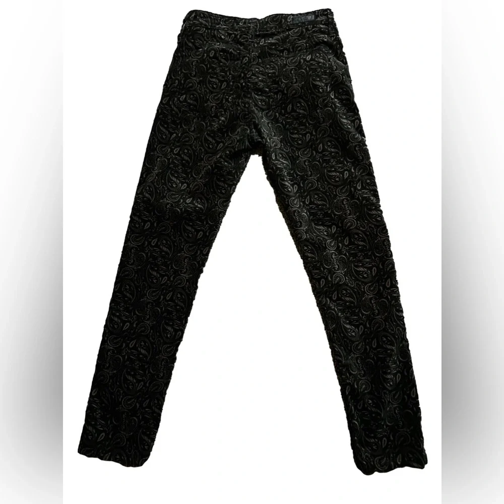 🏵AG Anthropologie Paisley Print Black Velvet The High Rise Stevie Ankle Jean 29 - Picture 2 of 5